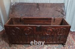 Large Gothic walnut chest from the 19th century
