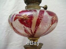 Large Lamp Oil Nineteenth Century Baccarat Glassware Or Saint Louis