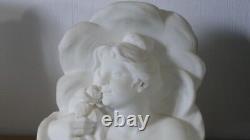 Large Marble Sculpture, Bust of a Woman with a Rose, Late 19th Century