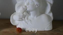 Large Marble Sculpture, Bust of a Woman with a Rose, Late 19th Century