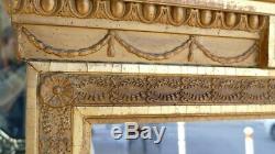 Large Mirror Trumeau Louis XVI Style In Golden Wood, Time XIX