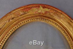 Large Oval Frame In Golden Wood And Glass Beaked Epoque Early Nineteenth