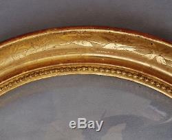 Large Oval Frame In Golden Wood And Glass Beaked Epoque Early Nineteenth