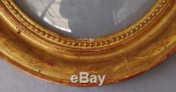 Large Oval Frame In Golden Wood And Glass Beaked Epoque Early Nineteenth