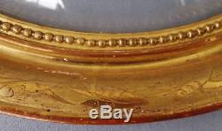 Large Oval Frame In Golden Wood And Glass Beaked Epoque Early Nineteenth