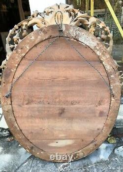 Large Oval Mirror Made Of Wood And Gilded Stuck 19th Century Era