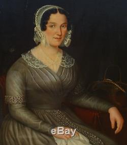 Large Portrait Of A Woman Louis XVIII Period Hst Xixth Century French School