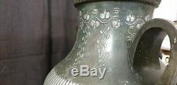 Large Vase, Jarre Empire Time Nineteenth Decor Lion Bull Patinated Brass 19 Th