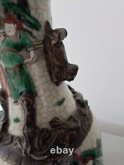 Large Vase Nanquin In Very Good Condition Era Xixth Warriors Dogs Fo Emperor