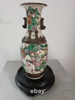 Large Vase Nanquin In Very Good Condition Era Xixth Warriors Dogs Fo Emperor