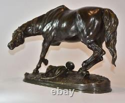 Large bronze horse by Pierre Lenordez (1815-1892) 19th century