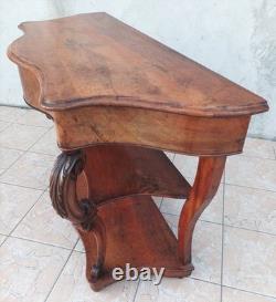 Large console from the Napoleonic III era in walnut and walnut burl