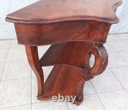 Large console from the Napoleonic III era in walnut and walnut burl