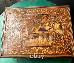 Large marquetry box from the Charles X period, 19th century, convict work