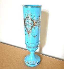 Large opaline vase with enamel and fine gold decoration from the Napoleonic III era, 19th century