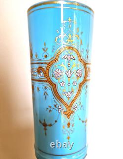 Large opaline vase with enamel and fine gold decoration from the Napoleonic III era, 19th century