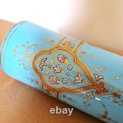 Large opaline vase with enamel and fine gold decoration from the Napoleonic III era, 19th century