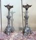 Large Pair Of Silvered Bronze Candlesticks, 19th Century.