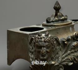 Large patinated bronze inkwell, Restoration period