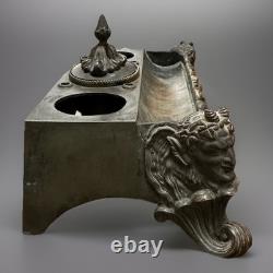 Large patinated bronze inkwell, Restoration period