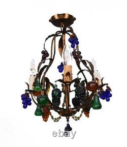 Late 19th Century Bronze Chandelier And Colourful Charms