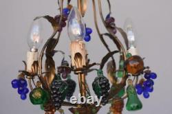 Late 19th Century Bronze Chandelier And Colourful Charms