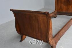 Late 19th Century Empire Style Bed In Burr Walnut