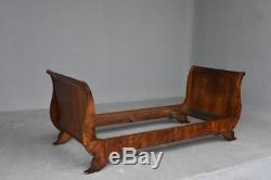 Late 19th Century Empire Style Bed In Burr Walnut