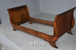 Late 19th Century Empire Style Bed In Burr Walnut