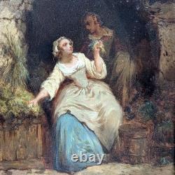 Leonard Saurfelt pair of oil paintings on panel, interior scenes, 19th century