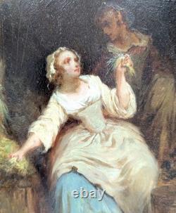 Leonard Saurfelt pair of oil paintings on panel, interior scenes, 19th century