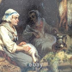 Leonard Saurfelt pair of oil paintings on panel, interior scenes, 19th century