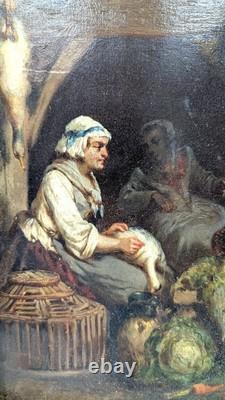 Leonard Saurfelt pair of oil paintings on panel, interior scenes, 19th century