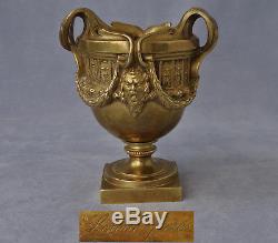 Lerolles Rare Brothers Cup Gilded Bronze Epoque Nap. III Xixth Signed