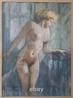 Louis FORTUNEY (1875-1951) Nude at the Window Pastel Signed Belle Époque