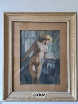 Louis FORTUNEY (1875-1951) Nude at the Window Pastel Signed Belle Époque