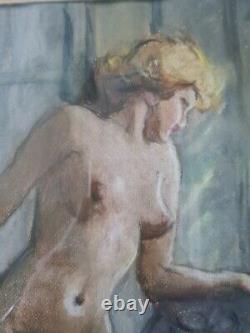 Louis FORTUNEY (1875-1951) Nude at the Window Pastel Signed Belle Époque