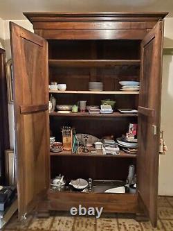 Louis Philippe Cabinet in Walnut, 19th Century with Shelves