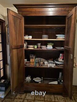 Louis Philippe Cabinet in Walnut, 19th Century with Shelves