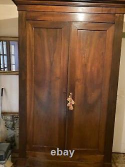 Louis Philippe Walnut Wardrobe from the 19th Century with Shelves