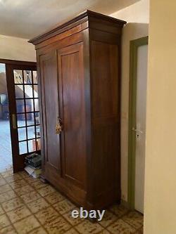 Louis Philippe Walnut Wardrobe from the 19th Century with Shelves