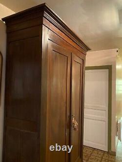 Louis Philippe Walnut Wardrobe from the 19th Century with Shelves