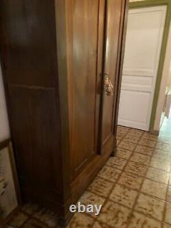 Louis Philippe Walnut Wardrobe from the 19th Century with Shelves