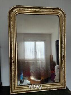 Louis-Philippe era gilded wooden mirror with gold leaf XIXth century 94x66 cm 19th