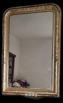 Louis-Philippe era gilded wooden mirror with gold leaf XIXth century 94x66 cm 19th