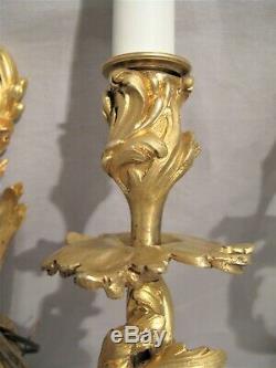 Louis Style Sconces Pair XV Gilt Bronze Era Nineteenth Century