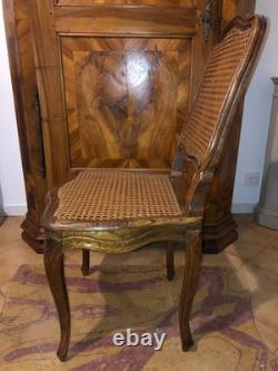 Louis XV Caned Chair in Carved Beech. France, 18th Century