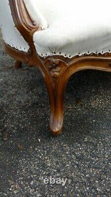 Louis XV Carved Oak Canapé, 3 Seats, 19th Century Period