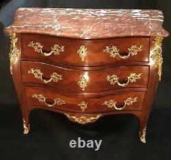 Louis XV Curved Cabinet In Marquetry, 19th Century Era