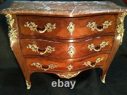 Louis XV Curved Cabinet In Marquetry, 19th Century Era